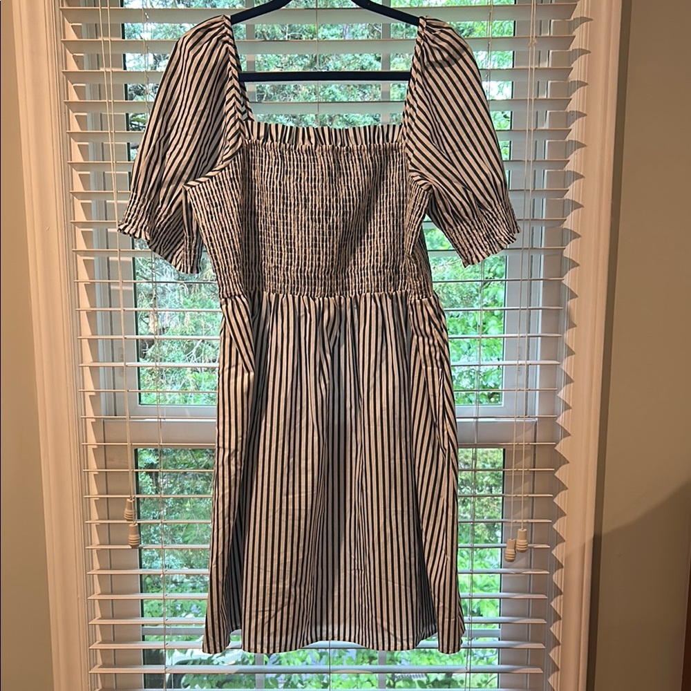 Draper James Striped Blue and White Dress